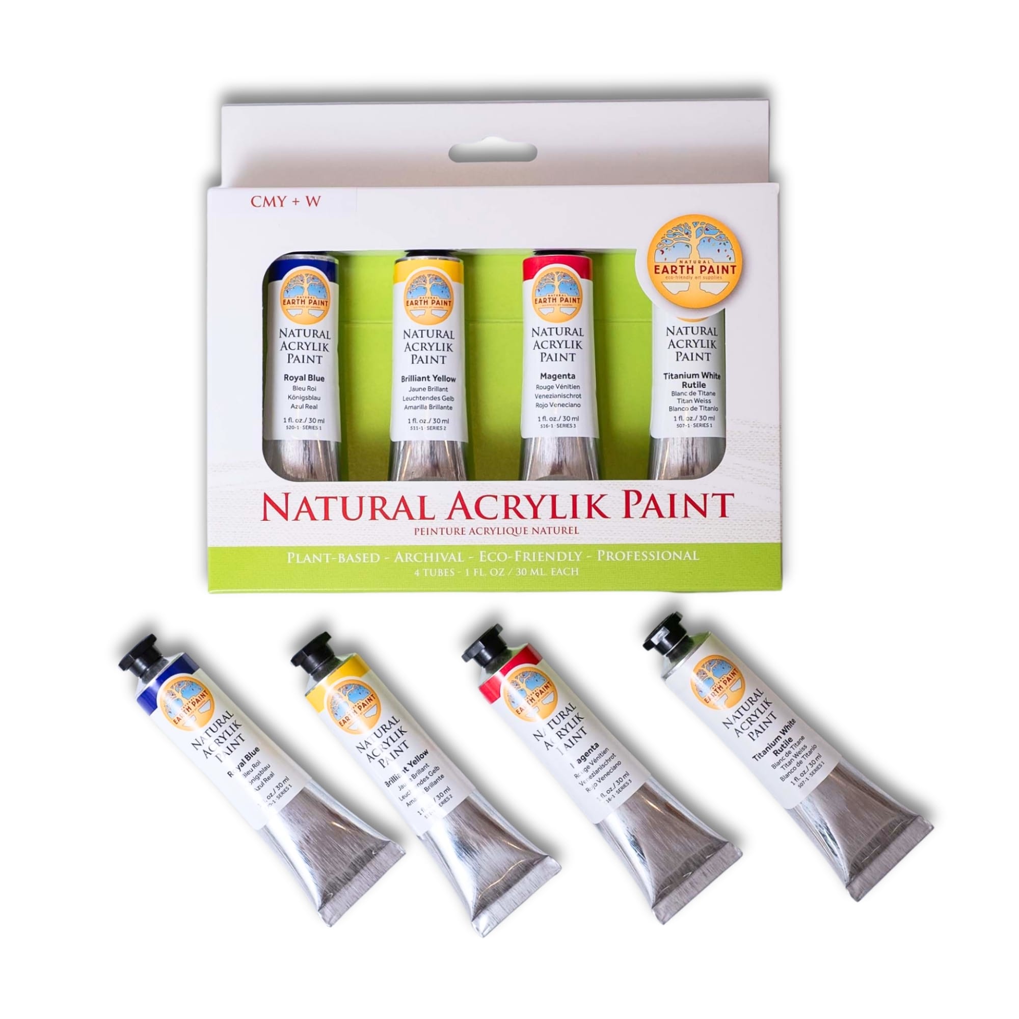 Natural Acrylik Paint CMY+W, Starter Set of 4 - Image 4