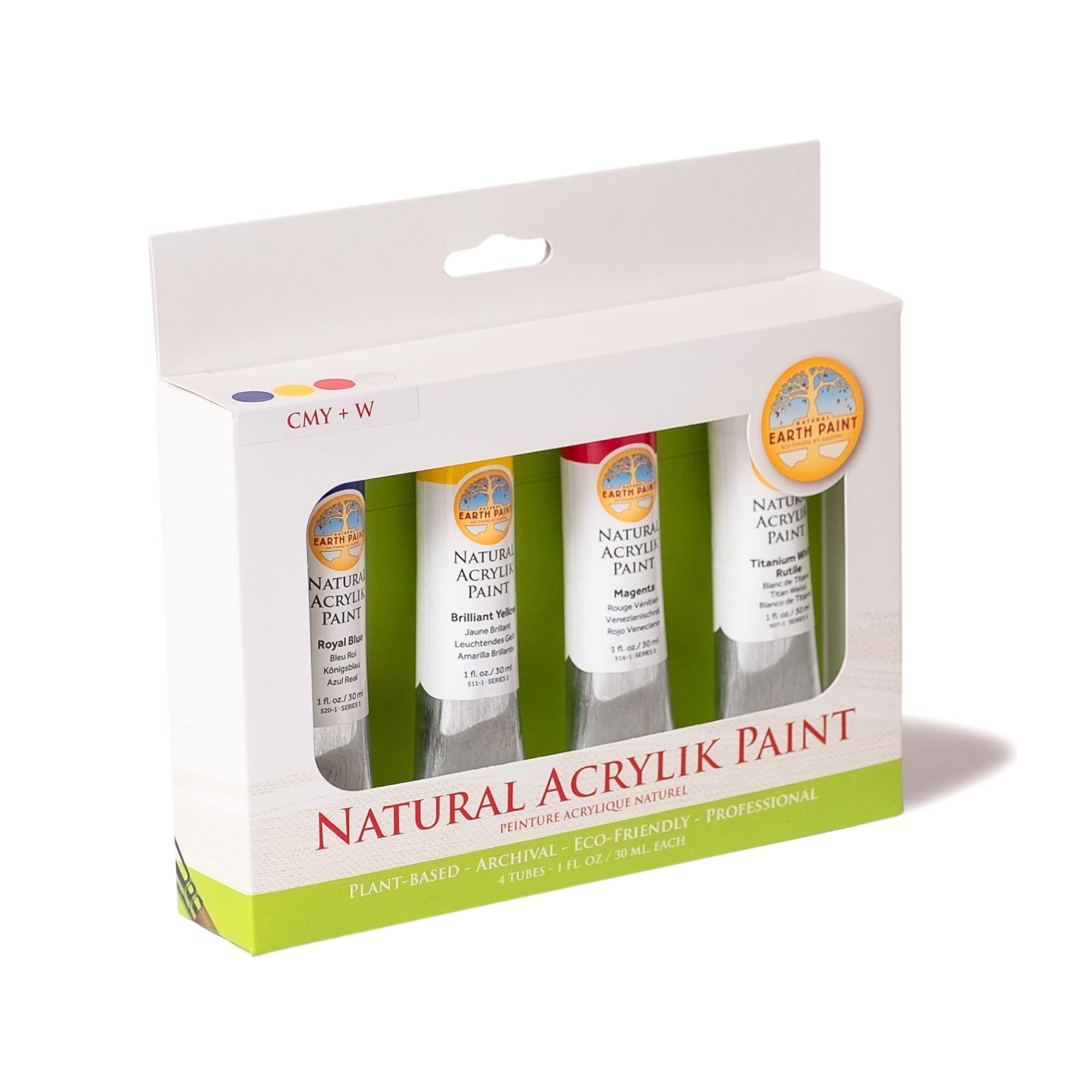 Natural Acrylik Paint CMY+W, Starter Set of 4 - Image 2